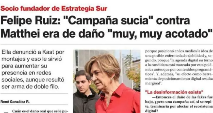ENTREVISTA: "CAMPAÑA SUCIA" CONTRA MATTHEI ERA DE DAÑO "MUY, MUY ACOTADO"